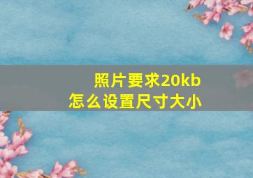 照片要求20kb怎么设置尺寸大小