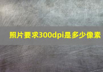 照片要求300dpi是多少像素