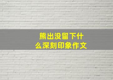 熊出没留下什么深刻印象作文