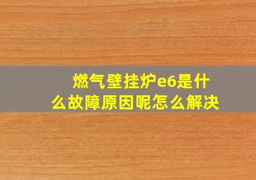 燃气壁挂炉e6是什么故障原因呢怎么解决