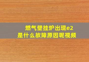 燃气壁挂炉出现e2是什么故障原因呢视频