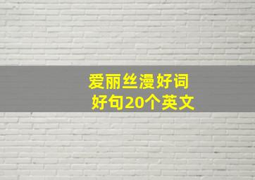 爱丽丝漫好词好句20个英文