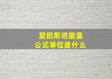 爱因斯坦能量公式单位是什么