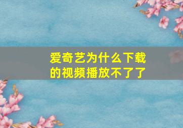 爱奇艺为什么下载的视频播放不了了