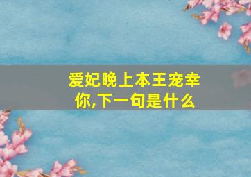 爱妃晚上本王宠幸你,下一句是什么