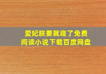 爱妃朕要就寝了免费阅读小说下载百度网盘