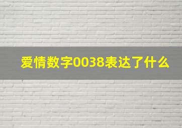 爱情数字0038表达了什么