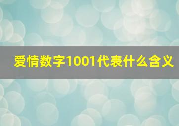 爱情数字1001代表什么含义