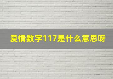 爱情数字117是什么意思呀