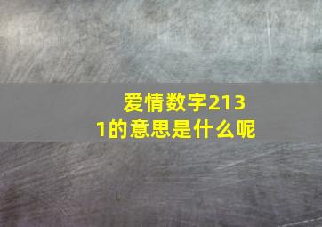 爱情数字2131的意思是什么呢