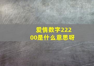 爱情数字22200是什么意思呀