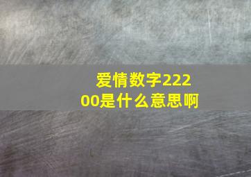 爱情数字22200是什么意思啊