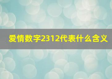 爱情数字2312代表什么含义