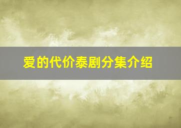 爱的代价泰剧分集介绍