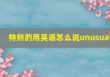 特别的用英语怎么说unusual