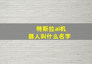 特斯拉ai机器人叫什么名字