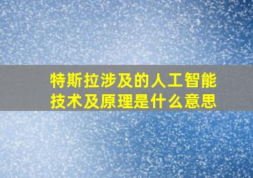 特斯拉涉及的人工智能技术及原理是什么意思