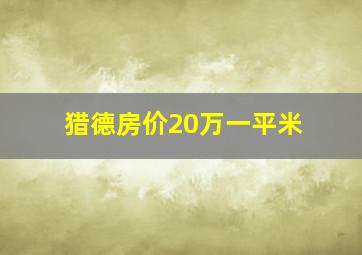 猎德房价20万一平米