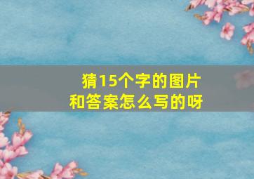 猜15个字的图片和答案怎么写的呀