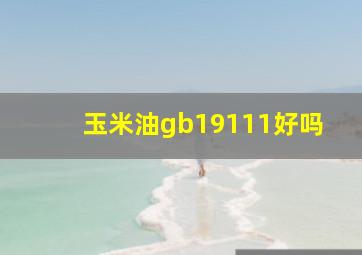 玉米油gb19111好吗