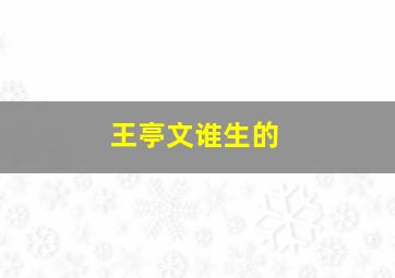 王亭文谁生的