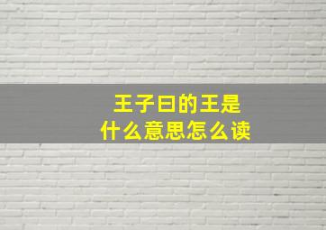 王子曰的王是什么意思怎么读