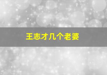 王志才几个老婆