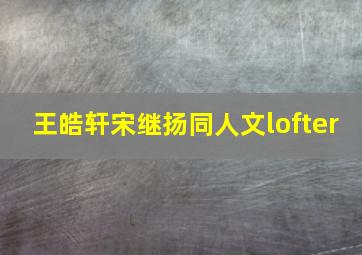 王皓轩宋继扬同人文lofter