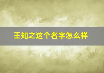 王知之这个名字怎么样