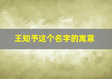 王知予这个名字的寓意