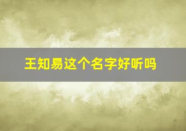 王知易这个名字好听吗