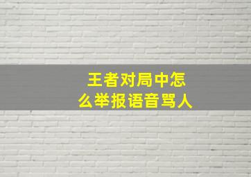 王者对局中怎么举报语音骂人