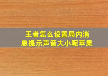 王者怎么设置局内消息提示声音大小呢苹果