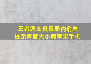 王者怎么设置局内消息提示声音大小呢苹果手机