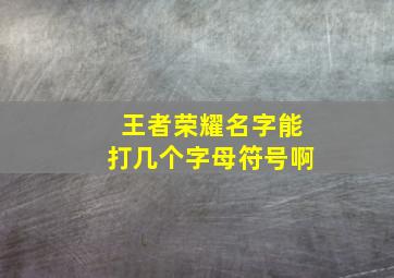 王者荣耀名字能打几个字母符号啊