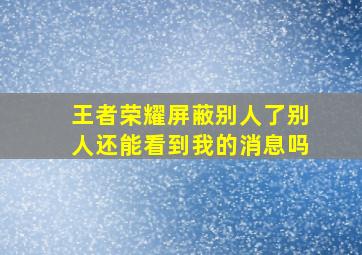 王者荣耀屏蔽别人了别人还能看到我的消息吗