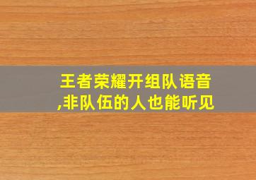 王者荣耀开组队语音,非队伍的人也能听见