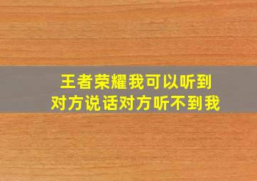 王者荣耀我可以听到对方说话对方听不到我