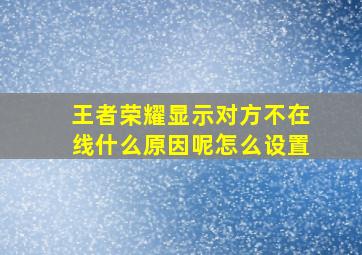 王者荣耀显示对方不在线什么原因呢怎么设置