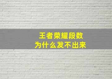 王者荣耀段数为什么发不出来