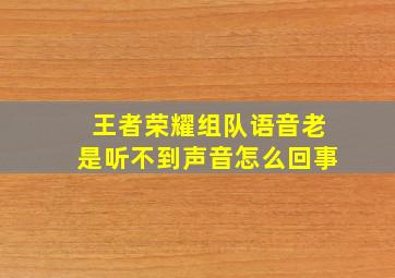 王者荣耀组队语音老是听不到声音怎么回事