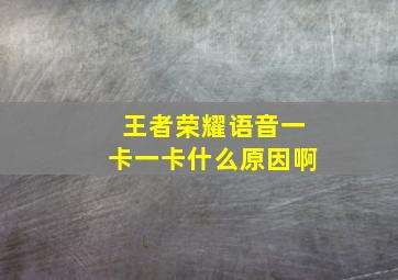 王者荣耀语音一卡一卡什么原因啊