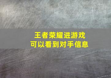 王者荣耀进游戏可以看到对手信息