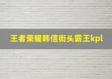 王者荣耀韩信街头霸王kpl