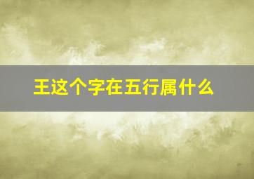 王这个字在五行属什么