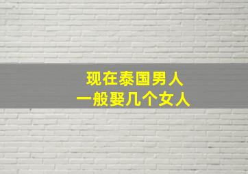 现在泰国男人一般娶几个女人