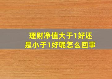 理财净值大于1好还是小于1好呢怎么回事