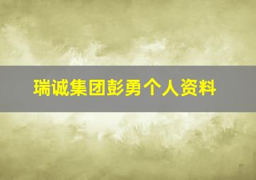 瑞诚集团彭勇个人资料