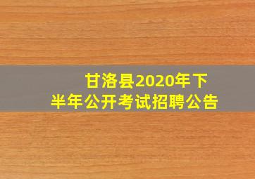 甘洛县2020年下半年公开考试招聘公告