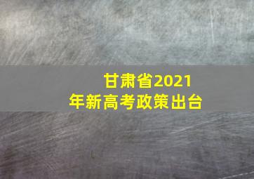 甘肃省2021年新高考政策出台